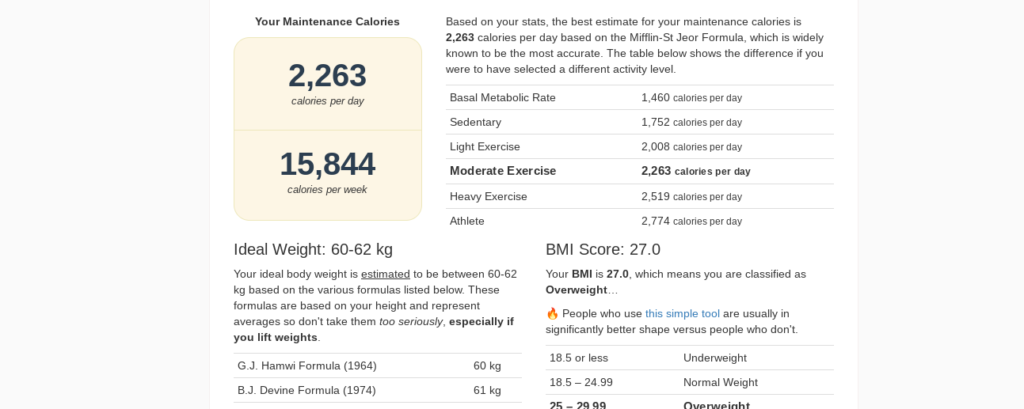 calorieën berekenen afvallen